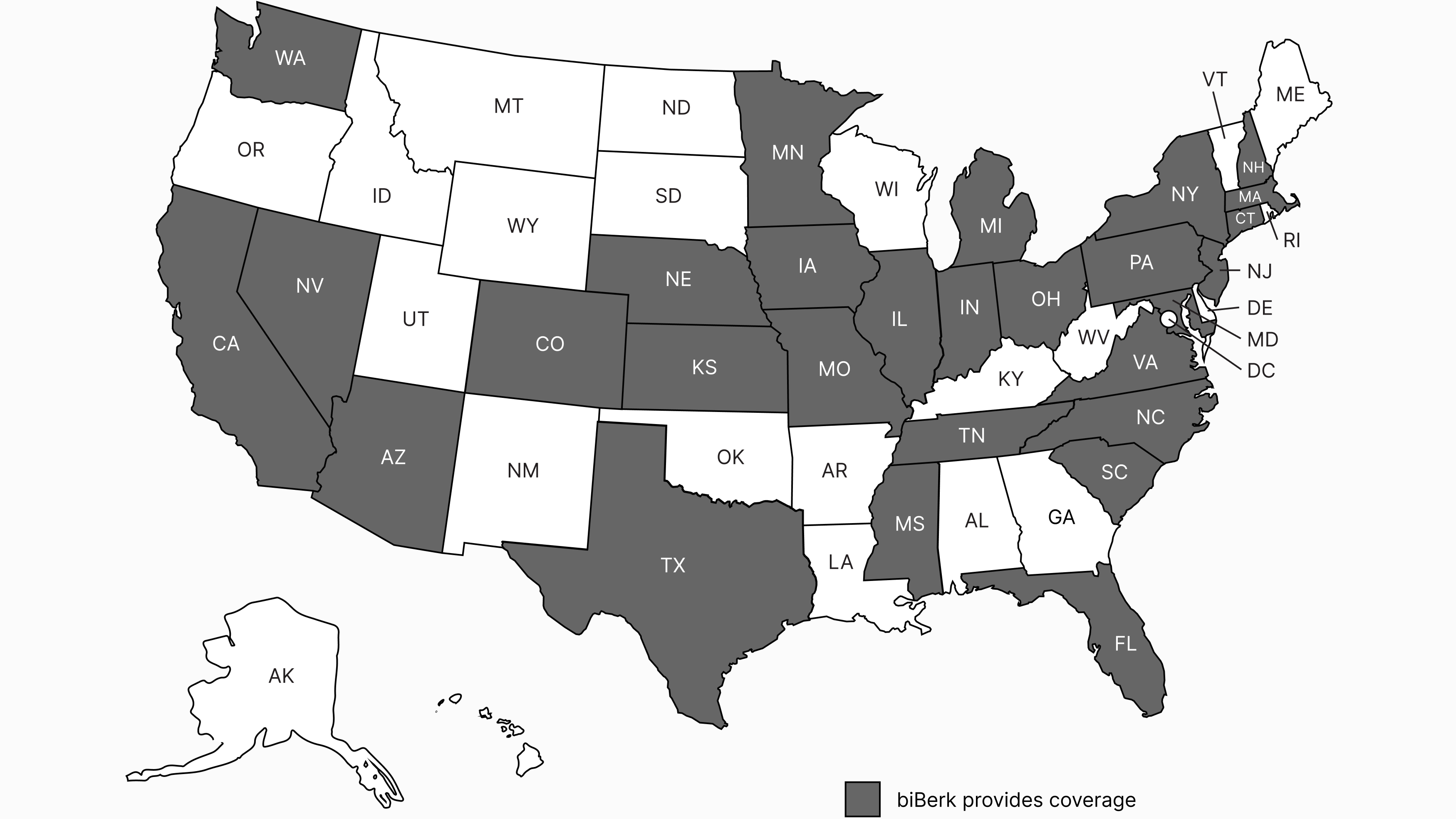 biBerk Business Owners Policy Coverage Map